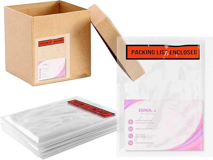 ABC Pack of 5000 Packing List Envelopes 4.5 x 6 Packing List Enclosed 4 1/2 x 6. Adhesive Pouches for Invoice Packing Slip. 2 Mil Clear Plastic Bags. Red Panel. Back Side Document Packaging.