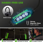 300 Lumens Rechargeable LED Work Light with 18-Inch Flexible Gooseneck, Built-in Hook, Strong Magnetic Base, Zoomable Lens, for Work Bench, Car Repairing, Grill Light and Inspection