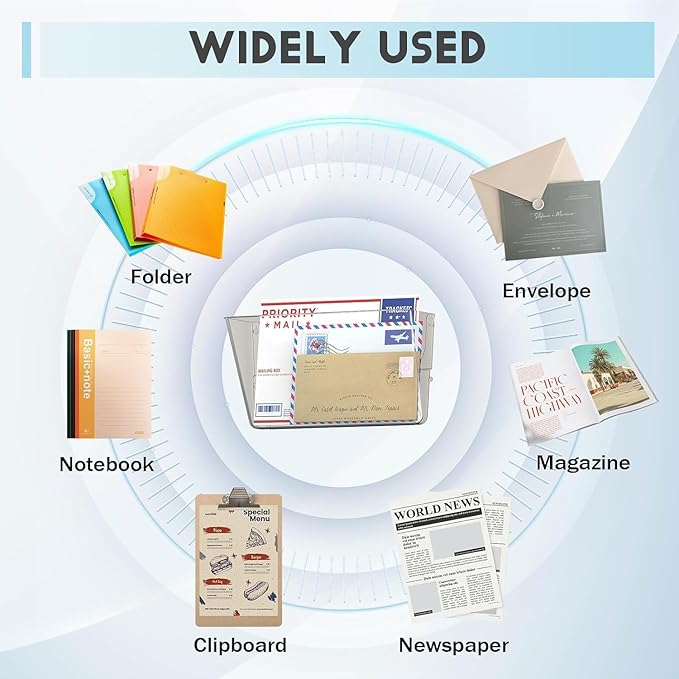 Clear Acrylic Single Pocket, Plastic Hanging Wall Mount File Holder for Office Home (White, 3 Pack)