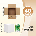 Calenzana 4x4x4 Shipping Boxes Set of 40, White Corrugated Cardboard Box for Mailing Packing Gifts Small Business