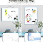 MaxGear Double-Sided Dry Erase Board for Wall, 16"x12" Hanging Whiteboard, Small Dry Erase White Board kit, Portable Whiteboard for Planning, Drawing, Memo, to Do List, Blue Frame