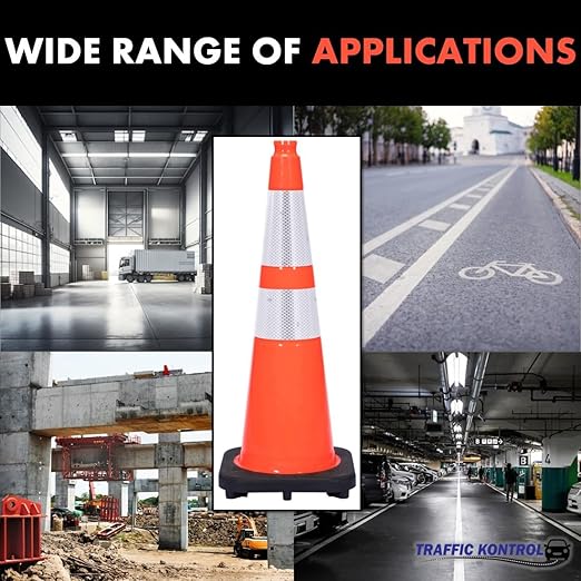 380 Pack 28" Inch Orange Traffic Safety Cones with Dual Reflective Collars - High Visibility Industrial Pylons Traffic Cones for Road, Parking Lots, Driving, Construction