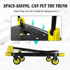 Platform Truck Cart 1000LBS Chinco Star Folding Push Cart Dolly Portable Moving Dolly Cart with 360° Swivel 5'' Wheels Heavy Duty Foldable Flatbed Cart for Hand Moving (35L x24W x40H in)