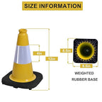 OrangeStar 4-Pack 12" Traffic Cones, Weighted Safety Cones with Reflective Collar for Driving Practice, Sports Training, Parking Lots & Construction, Indoor & Outdoor Use, Yellow