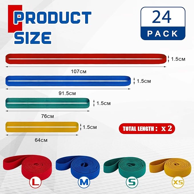 24 Pcs Extra Large 42" 36" 30" 25" Moving Rubber Bands for Furniture Elastic Variety Heavy Duty Moving Bands for Mover Pallets Blankets Boxes Packing Supplies, 4 Assorted Colors