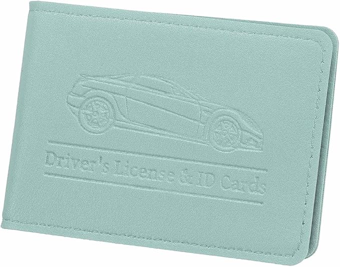 HARFINGTON Car Registration and Insurance Holder PU Leather Vehicle Glove Box Organizer Storage Accessories Car ID Holder with 6 Pockets for License ID Card Bank Card Documents, Blue