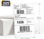 White Direct Thermal Labels 4 × 6 Inch Vinyl Self-Adhesive Fanfold Shipping Stickers Waterproof Perforated Printer Decal for Office School Warehouse 500 PCS