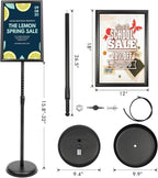 DISPLAYSWORKER Adjustable Poster Sign Stand 11 x 17,Floor-Standing Sign Holder with Heavy Duty Pedestal,Aluminum Snap-Open Frame , Vertical and Horizontal View Sign Displayed, Black (11 x 17)
