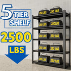 72''H Garage Shelving Heavy Duty,2500LBS Storage Shelves,5-Tier Adjustable Metal Shelve Storage Shelf Rack, Industrial Shelving Unit for Garage,Warehouse, Basement (35" W x 15.7" D x 72" H) 2PC