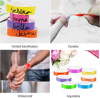 REHALY 1400 Pack Neon Wristbands for Events - Waterproof Paper Bracelets, Adhesive Armbands for Concerts (Red)
