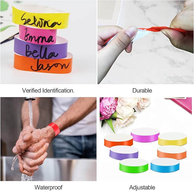 3500pcs Paper Bracelets for Events - Waterproof Colored Neon Party Wristbands (7 Colors)