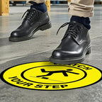 5 Pack Watch Your Step Floor Sticker Anti-Slip Safety Caution Sign 17 × 17 Inches Self Adhesive Vinyl Waterproof Signage for Workplace Stair Public Area