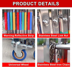 Stainless Steel Expandable Safety Barriers with Wheels - Foldable Crowd Control for Schools, Construction Sites, Garages, Roads (1.1x6m/3.6x19.7ft)