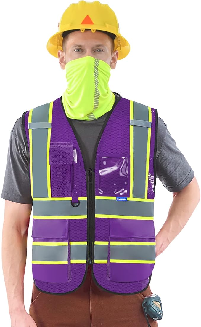 AYKRM 11 color High Vis Reflective Safety Vest for Women Men Security Pocket Zipper