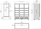 71” Wide Commercial Beverage Refrigerator Display Fridge, Three Glass Door Stainless Steel Merchandiser Drink Cooler With LED Light Adjustable Shelves,ETL Sanitation,63.5 Cu Ft,Black,(Wheels Included)