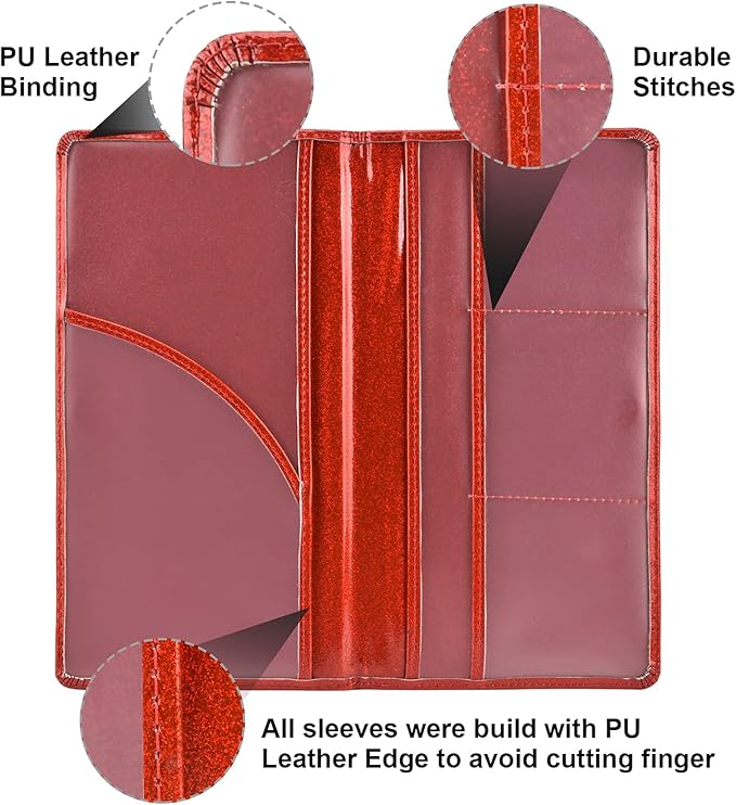 Cacturism Car Registration and Insurance Holder, Vehicle Glove Box Car Organizer Men Women Wallet Accessories Case with Magnetic Shut for Cards, Essential Document, Driver License, Bling Red