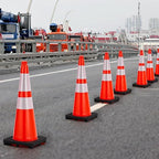 6 Pack Traffic Safety Cones 28 Inch, PVC Orange Safety Cones with Reflective Collars and Weighted Base for Traffic Control, Construction Events, Driveways, and Parking Lots