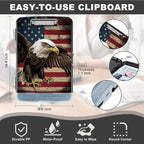 Clipboard with Storage,Heavy Duty Plastic Storage Clipboard with Low Profile Clip,Teacher Must Haves,Office Supplies,American Flag Owls
