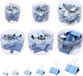 Temiary 208 Pcs Metal Binder Clips, Assorted Sizes Extra Large, Large, Medium, Small, Mini, Micro Binder Paperwork Clip, Morandi Colored Paper Clamps Bulk for Office, Home, School (Blue)