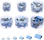 Temiary 208 Pcs Metal Binder Clips, Assorted Sizes Extra Large, Large, Medium, Small, Mini, Micro Binder Paperwork Clip, Morandi Colored Paper Clamps Bulk for Office, Home, School (Blue)