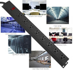 Metal 8 Outlet Mountable Power Strip, Wall Mount Outlet Heavy Duty, Wide Spaced Commercial Shop Power Strip with Switch, 15A 125V 1875W, 6 FT SJT 14AWG Power Cord (12FT)
