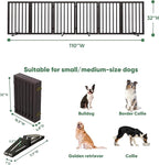 Dog Gates for Doorways, Foldable Dog Gate Indoor, Freestanding Pet Gates for Doorways Bedroom, Puppy Gate with Metal Support Feet, Room Divider, 6 Panels (Brown)
