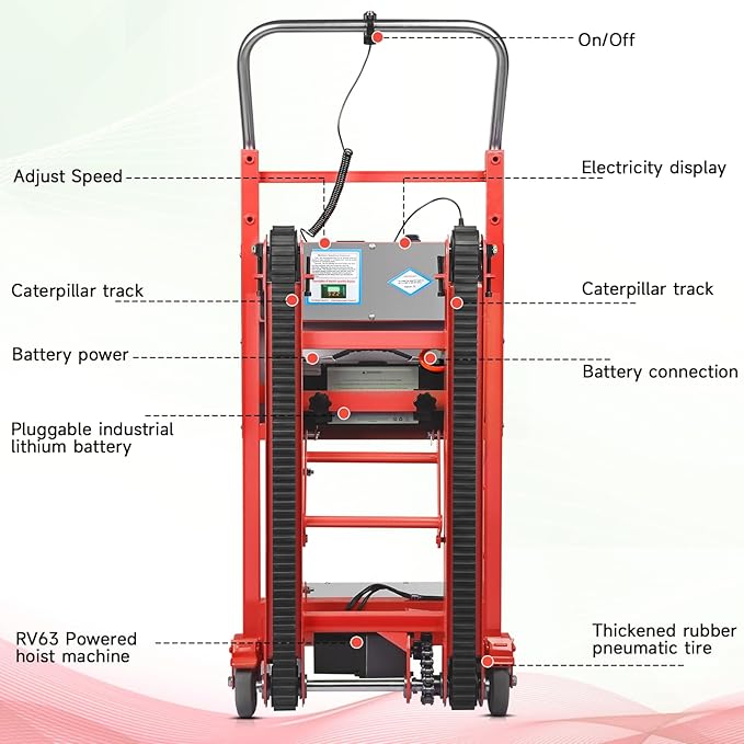 Electric Stair Climbing Hand Trucks Dolly Cart, 900lb Capacity Heavy Duty Stair Climber with Ropes, Carry Heavy Objects Up and Down Stairs Effortless for Furniture Logistics Warehouse