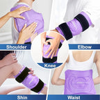 APEXUP Ice Pack for Knee Pain Relief, Large Reusable Wrap After Surgery, Flexible Gel Cold Pack for Injuries, Pain Relief for Back, Shoulder, Elbow, Ankle and Leg (Purple, L, 2PK)