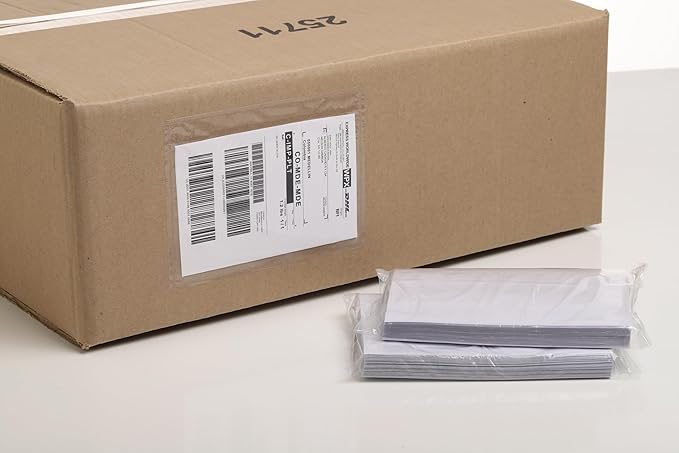 200 Units, 7.5"x5.5" Clear Packing List Shipping Label Envelopes - Heavy Duty Adhesive, Ideal for Labels, Invoices & Documents