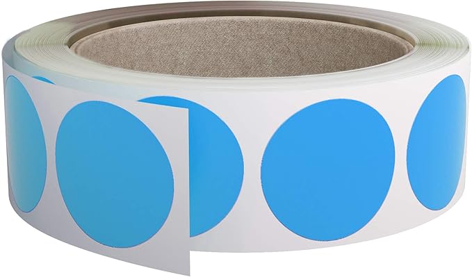 Royal Green Colored Label Dot Stickers for Inventory and Labeling - 25mm/1 Inch Round Sticker in Light Blue (1Roll - 600 Pack)