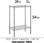 14" Deep x 24" Wide x 34" Height Wire Shelving Kit | 2-Tier | NSF Commercial Storage Rack Unit