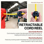 ReelWorks Extension Cord Reel Retractable 12AWG x 65' Foot 3C/SJT Heavy Duty Commercial Cable Triple Tap Connector Power 15A 125VAC 1875W