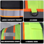 Custom Safety Vest with Logo Pockets High Visibility Reflective Vests Construction Security Workwear