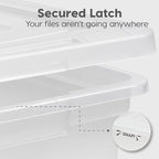IRIS USA File Box, Plastic File Organizer with Lids for Letter/Legal File, Portable Document Box For Moving, Storage Bin with Durable and Secure Lid, Stackable Nestable BPA-Free, Clear 35 Qt. 4 Pack