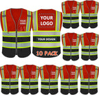 BeautyWill Custom Logo 10/20 Pack Safety Vest Class2 High Visibility Vest with Pockets Breathable Construction Vest Bulk