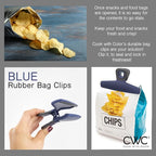 COOK WITH COLOR Food Clips - Wide Heavy Duty Chip Clips, Large Bag Clips for Food Storage with Air Tight Seal Grip, Pack of 8, Blue