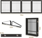 Dog Gate Wire Dog Gates for House Doorways Stairs 24-Inch Freestanding Pet Gate Puppy Fences Indoor (4 Panel, Black)
