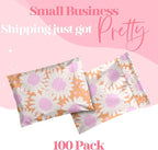 14.5x19 Designer Poly Mailer 100 Pack Heavy Duty Waterproof Self Seal Shipping Bags for Small Business Large Mailing Envelopes Bulk Tear Resistant Packaging Pink Blooms Flowers