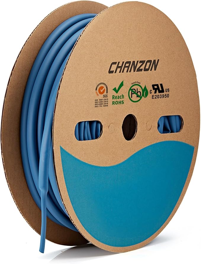 Chanzon 3:1 Ratio - 80ft Roll - Heat Shrink Tubing 1/4" (6.4mm) - Marine Grade Waterproof Adhesive Lined - (25M Total Length) Blue Polyolefin Sleeving Wrap Shrinking 3 to 1 Ratio 1pcs