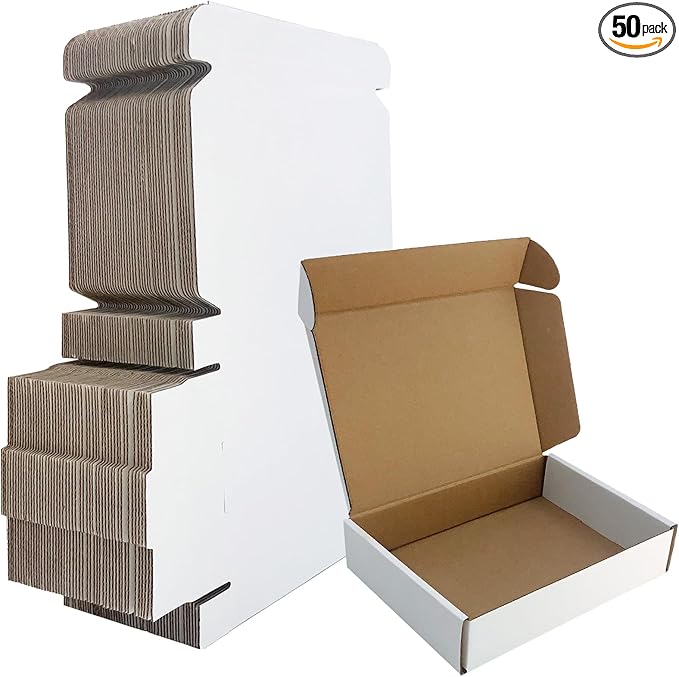 7x5x1.5 inch White Shipping Boxes 50 Pack, Small Corrugated Cardboard Mailer Boxes Bulk for Packaging Business Mailing Gift，Mini Mailer Boxes for Packaging Supplies Business Present