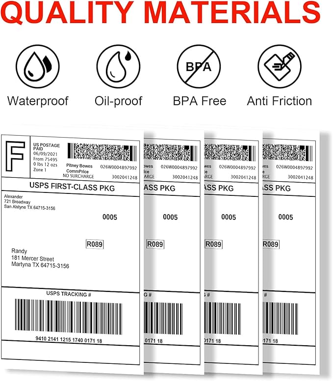 Direct Thermal Labels 4x6-450 Labels/Roll, Thermal Shipping Labels for Zebra 2844 ZP-450 ZP-500 ZP-505, 2 Rolls, 900 Labels(NOT for DYMO)