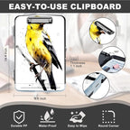 Heavy Duty Plastic Storage Clipboard with Low Profile Clip, Pen Holder, Teacher Must Haves, Office Supplies, Yellow Bird on Branch