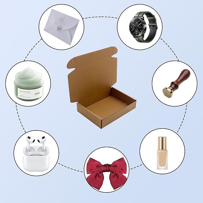 7x5x1.5 inch Small Shipping Boxes 50 Pack, Brown Corrugated Cardboard Mailer Boxes Bulk for Packaging Business Mailing Gift， Mini Mailer Boxes for Packaging Supplies Business Present