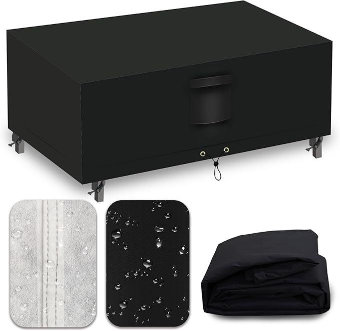 Heavy Duty Patio Furniture Covers Waterproof, 600D Outdoor Furniture Cover Waterproof for Sectional Sofa Couch, Outdoor Dining Table and Chair Set Covers 42''L x 24''W x 18''H, Black