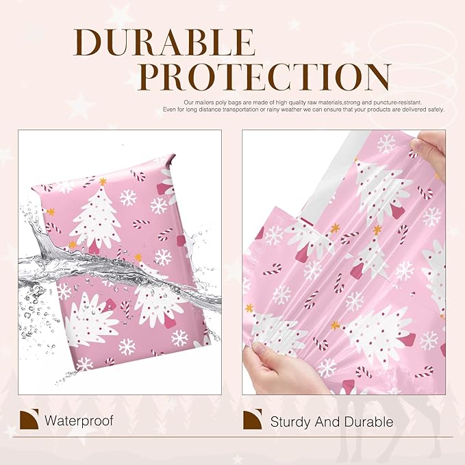 Metronic Christmas Poly Mailers 10x13 Inch 1200 Pack Shipping Bags for Clothes,Self Adhesive Shipping Envelopes for Small Business,Waterproof Mailers Poly Bags for Shipping,Packaging Mailing Bags Pink