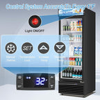 Tylza Commercial Refrigerator with Glass Door Display Beverage Fridge, 11.15 Cu Ft Upright Beverage Cooler Merchandiser with Replaceable Advertising Light Board, Rebound Door, Fast Cooling, Black