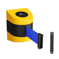 Crowd Control Warehouse - CCW Series WMB-220 Fixed Wall Mount Retractable Belt Barrier - 15 Foot, Blue Belt with Yellow ABS Case