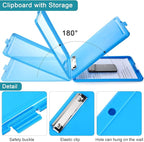 4 Pieces Clipboard with Storage Plastic Storage Clipboard Nursing Foldable Clip Board with Low Profile Clip for Student Teacher Nurse Employee, 9. 5 x 13. 5 Inch (Black, Blue, Green, Rose Red)