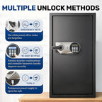 BlackSmith Large Home Safe 3.9 Cub Fingerprint Security Safe with LCD Display Dual Alarm Adjustable Shelves Wall Mount Lock Box Secure Money Jewelry with Individual Lockbox LED Light, Black