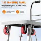 2IN1 43"×24" Foldable Platform Truck, Portable Ladder Platform, Height Adjustable Work Scaffolding, 2200lbs Capacity Heavy Duty Flatbed Bed Cart w/2 Swivel Casters